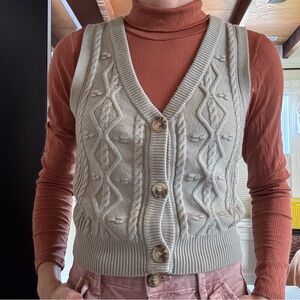 Jessica Simpson Sage Green Cable Knit Sweater Vest